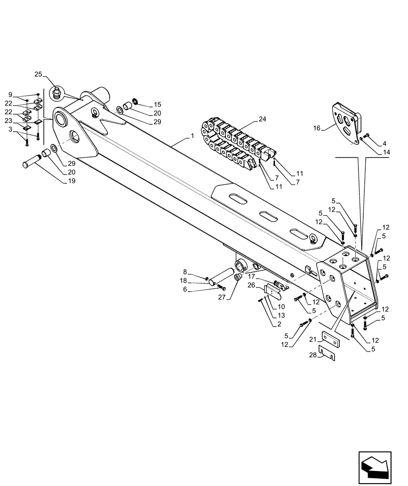 Схема запчастей Case IH FARMLIFT 525 - (83.122.AI[02]) - BOOM, ARM, HOLDER (83) - TELESCOPIC SINGLE ARM