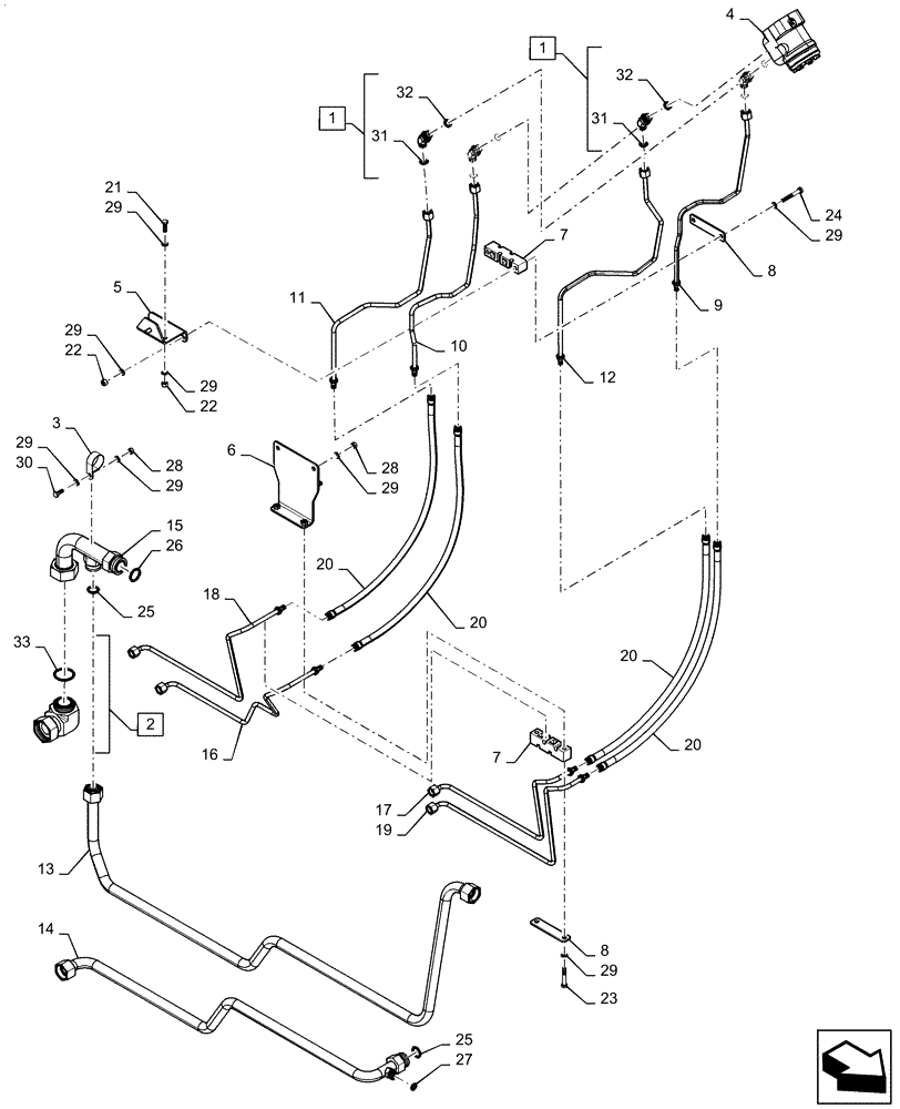 Схема запчастей Case IH QUADTRAC 580 - (41.200.AO) - STEERING LINES (41) - STEERING