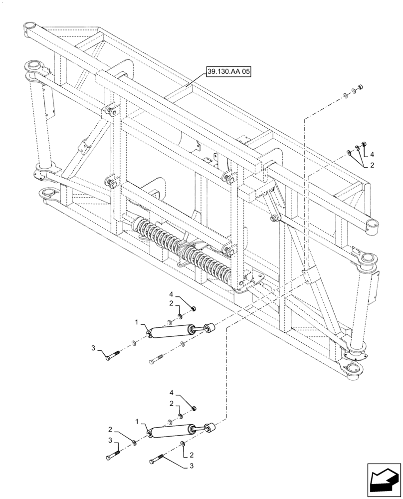 Схема запчастей Case IH PATRIOT 4440 - (39.130.AA[07]) - CENTER SECTION STABILIZER SHOCKS, 120 BOOM (39) - FRAMES AND BALLASTING