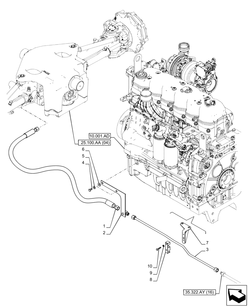 Схема запчастей Case IH PUMA 150 CVT - (25.102.AT[06]) - VAR - 758047 - SUPERSTEER FRONT AXLE, DIFFERENTIAL LOCK, LINE (25) - FRONT AXLE SYSTEM