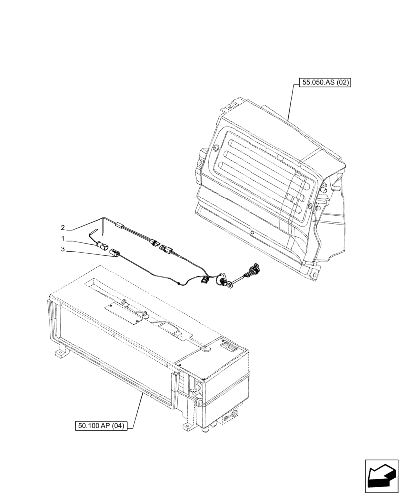 Схема запчастей Case IH PUMA 165 CVT - (55.050.AT[02]) - VAR - 758256, 758258, 758259, 758260, 758261, 758262, 758263, 758264, 758265 - AIR CONDITIONING WITH ATC, SENSOR (55) - ELECTRICAL SYSTEMS