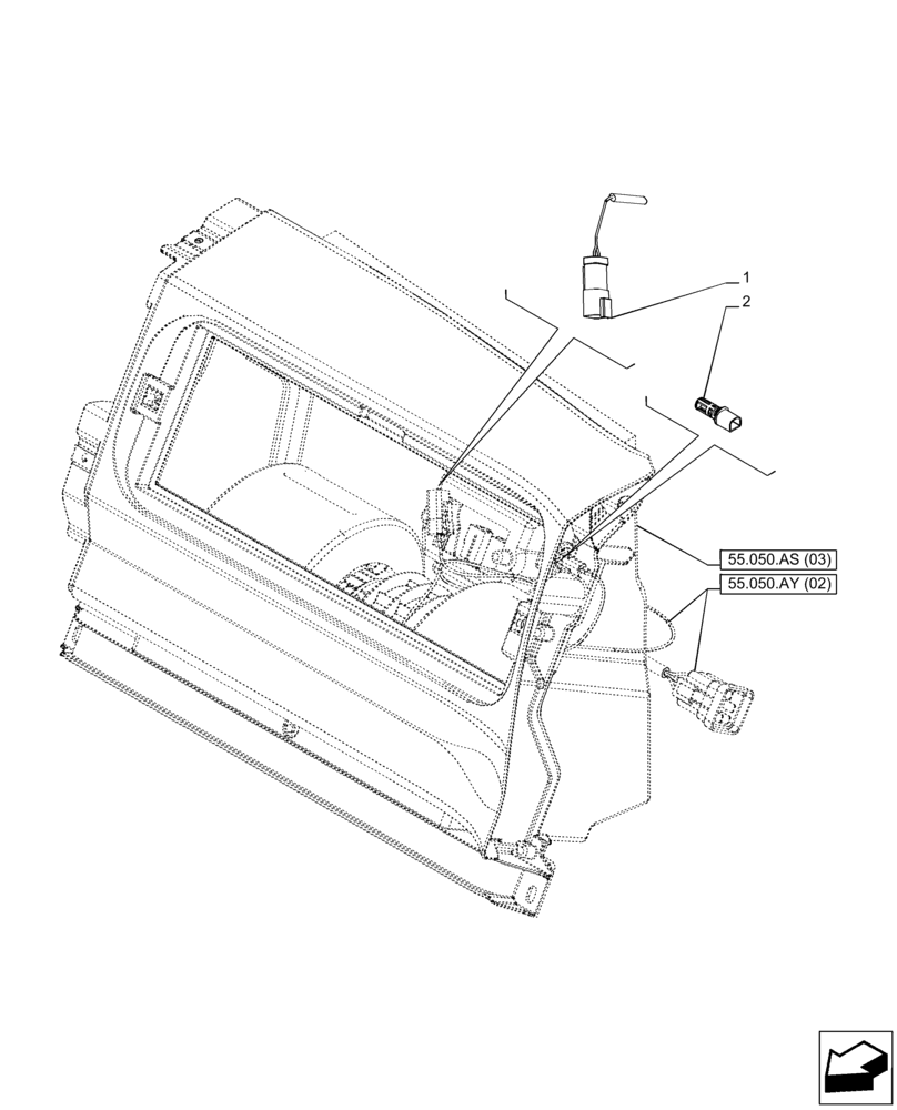 Схема запчастей Case IH PUMA 150 - (55.050.AT[03]) - VAR - 758256, 758258, 758259, 758260, 758261, 758262, 758263, 758264, 758265 - AIR CONDITIONING WITH ATC, SENSOR (55) - ELECTRICAL SYSTEMS