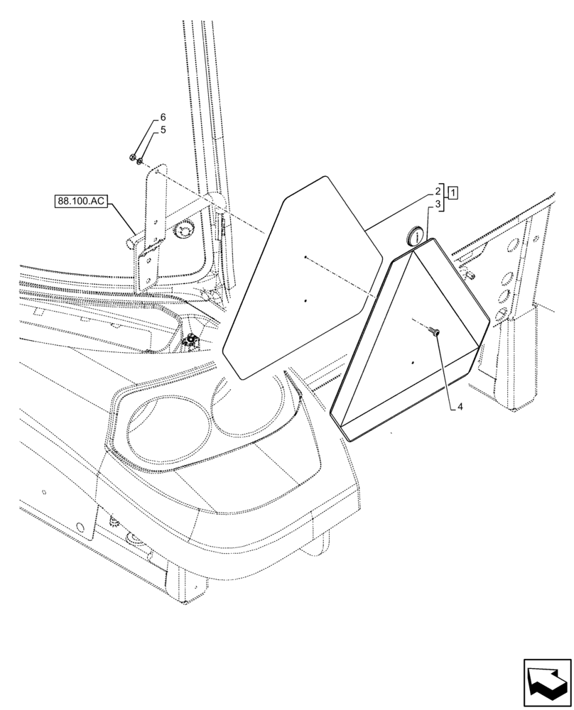 Схема запчастей Case IH FARMALL 115C - (88.100.AN[01]) - VAR - 334255, 334256, 334257 - WARNING TRIANGLE (88) - ACCESSORIES