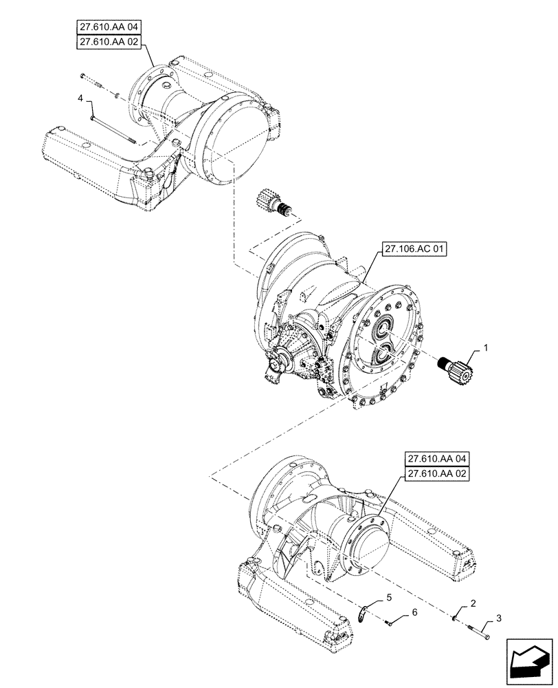 Схема запчастей Case IH QUADTRAC 580 - (27.100.AK[02]) - REAR AXLE ASSY (27) - REAR AXLE SYSTEM