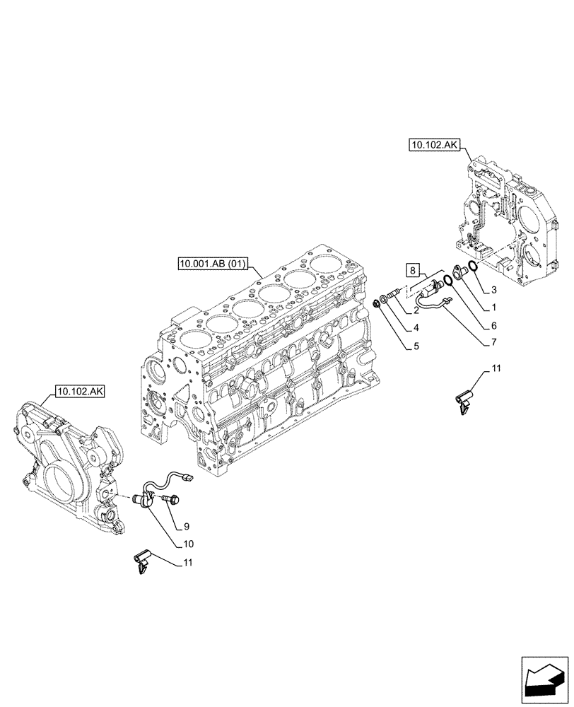 Схема запчастей Case IH F4HFA613K E003 - (55.015.AC) - ENGINE SPEED (55) - ELECTRICAL SYSTEMS