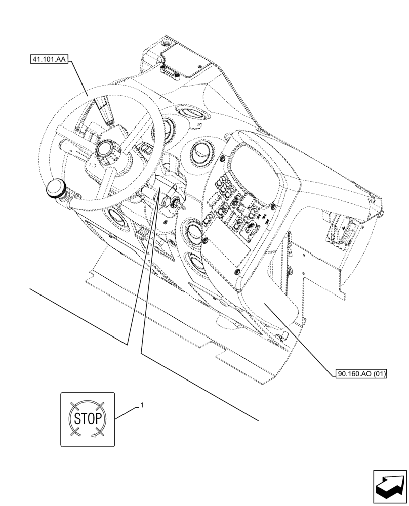 Схема запчастей Case IH FARMLIFT 742 - (90.108.AA[05]) - DECAL, IGNITION KEY (90) - PLATFORM, CAB, BODYWORK AND DECALS