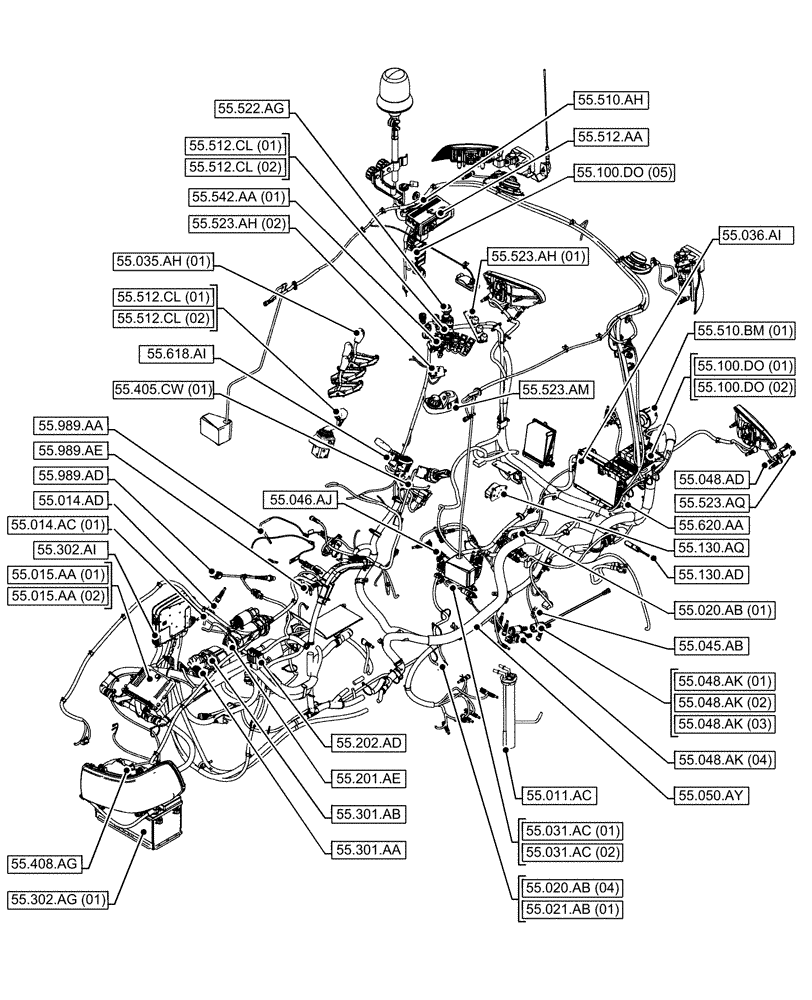 Схема запчастей Case IH FARMALL 115C - (00.000.55[01]) - PICTORIAL INDEX - ELECTRICAL SYSTEMS (00) - GENERAL & PICTORIAL INDEX