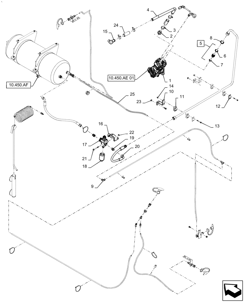 Схема запчастей Case IH AF4088 - (10.450.AE[03]) - AIR COMPRESSOR INSTALLATION (10) - ENGINE