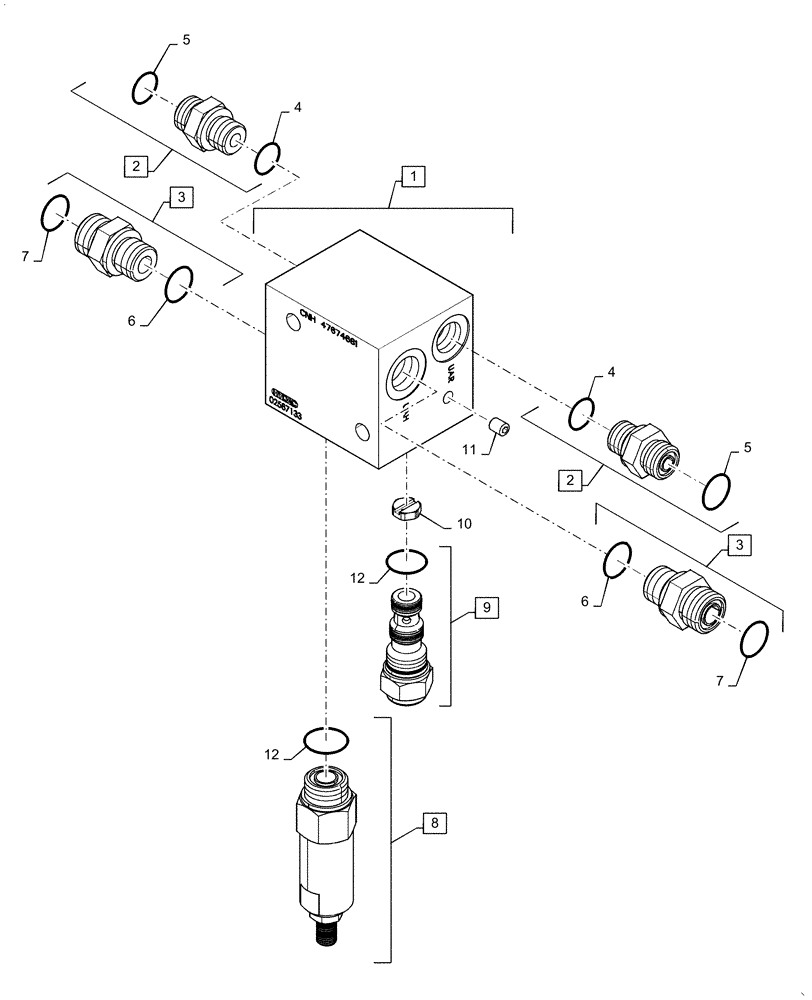 Схема запчастей Case IH 8240 - (35.440.BC[05]) - VAR - 425371 - MANIFOLD, UNLOADING TUBE (35) - HYDRAULIC SYSTEMS