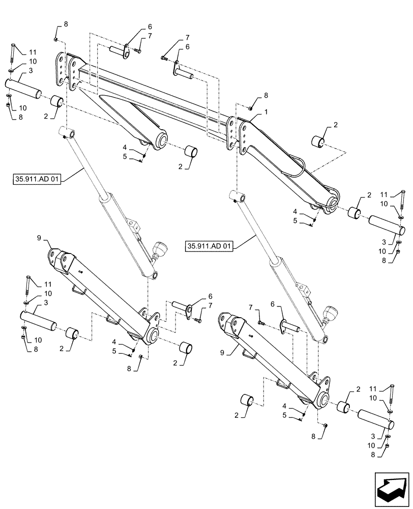 Схема запчастей Case IH PATRIOT 3240 - (39.130.AA[01]) - BOOM HEIGHT, PARALLEL LINKAGE, 90/100 BOOM (39) - FRAMES AND BALLASTING