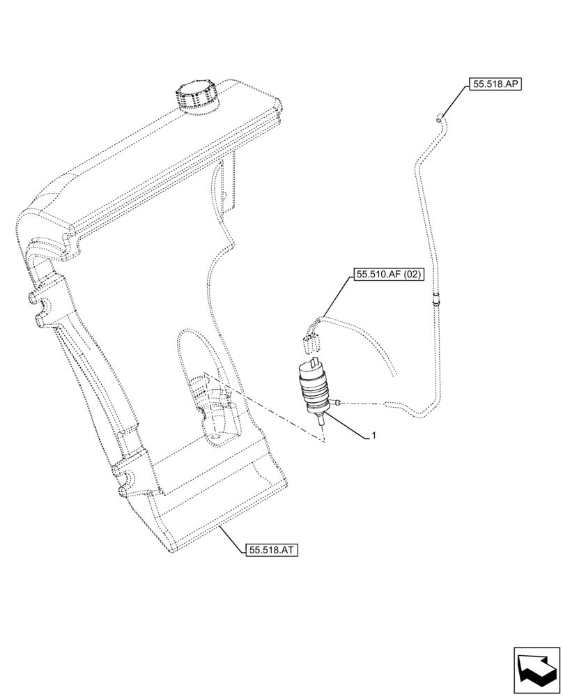 Схема запчастей Case IH FARMLIFT 632 - (55.518.AS) - WINDSHIELD WASHER , PUMP (55) - ELECTRICAL SYSTEMS