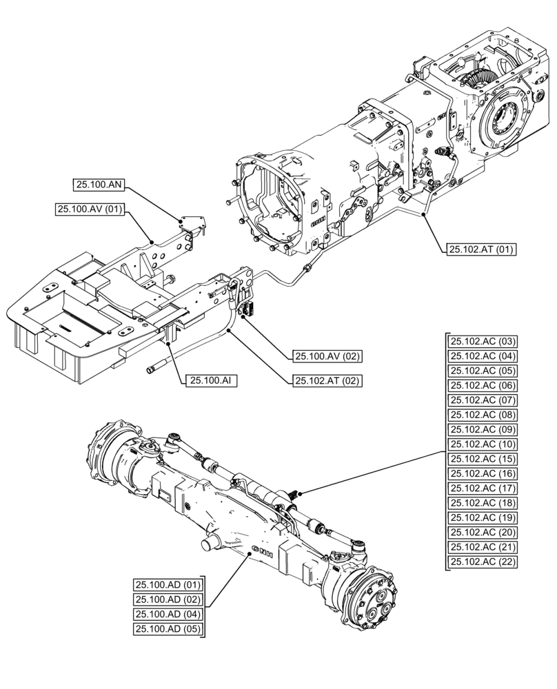Схема запчастей Case IH FARMALL 95C - (00.000.25[02]) - PICTORIAL INDEX - FRONT MECHANICAL DRIVE (00) - GENERAL & PICTORIAL INDEX