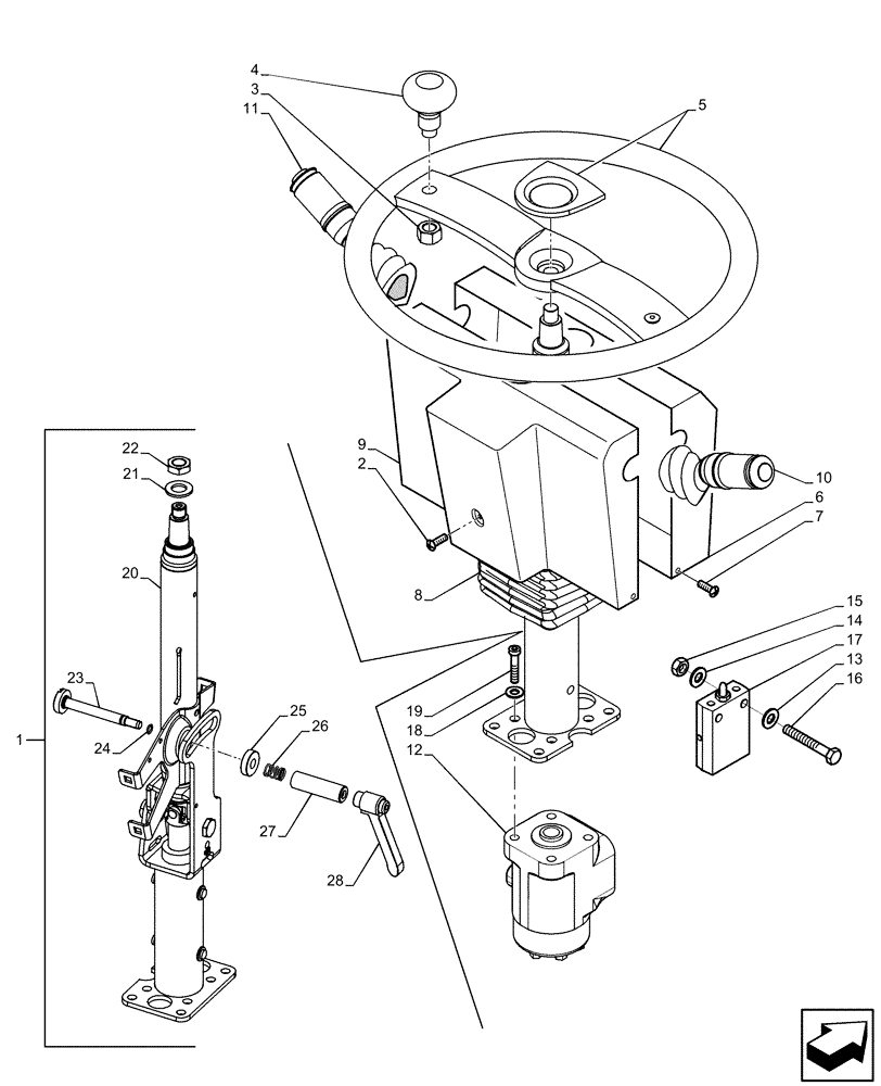 Схема запчастей Case IH FARMLIFT 525 - (41.101.AA) - STEERING COLUMN (41) - STEERING