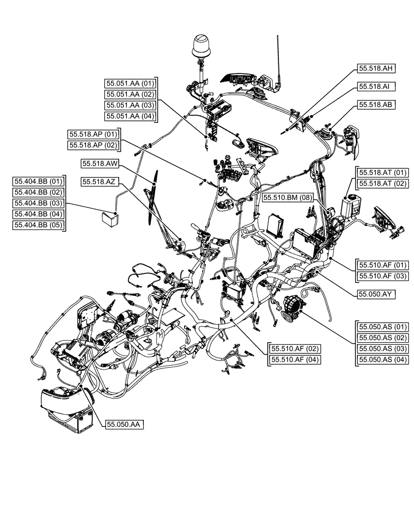 Схема запчастей Case IH FARMALL 115C - (00.000.55[05]) - PICTORIAL INDEX - ELECTRICAL SYSTEMS (00) - GENERAL & PICTORIAL INDEX