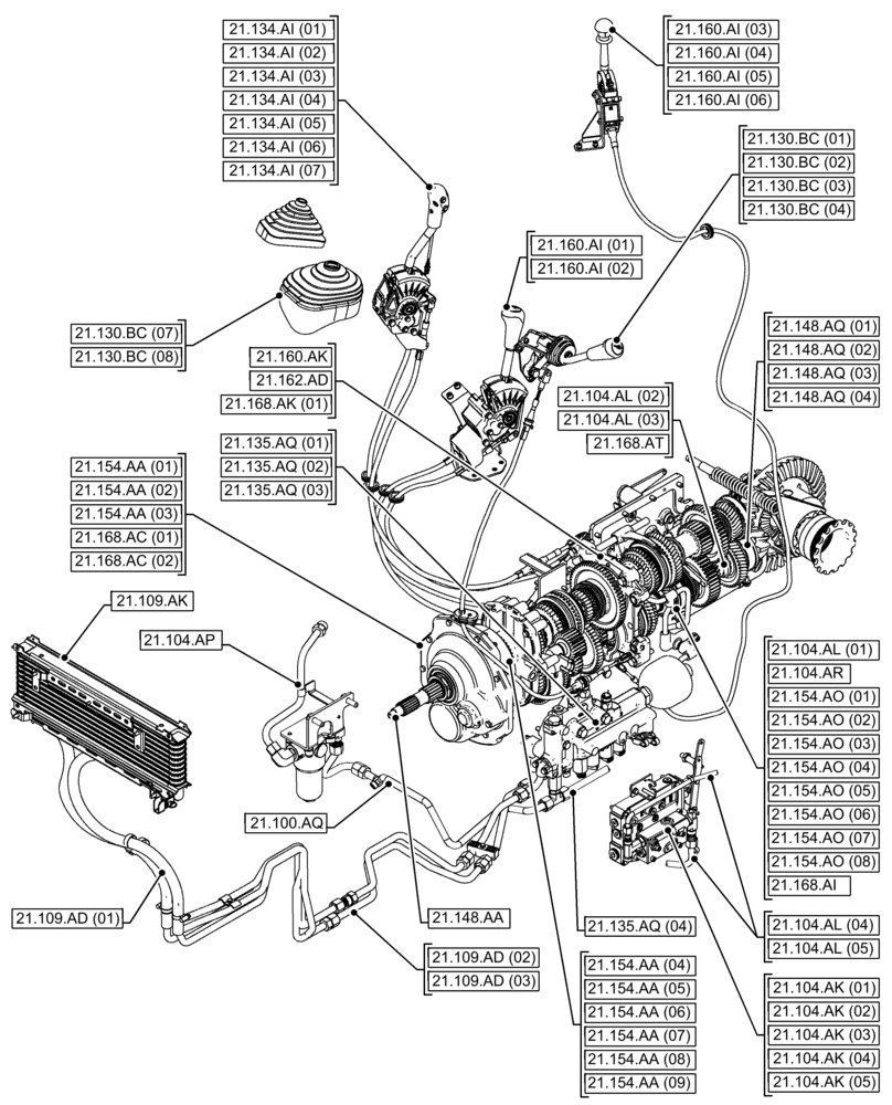 Схема запчастей Case IH FARMALL 95C - (00.000.21[01]) - PICTORIAL INDEX - TRANSMISSION (00) - GENERAL & PICTORIAL INDEX