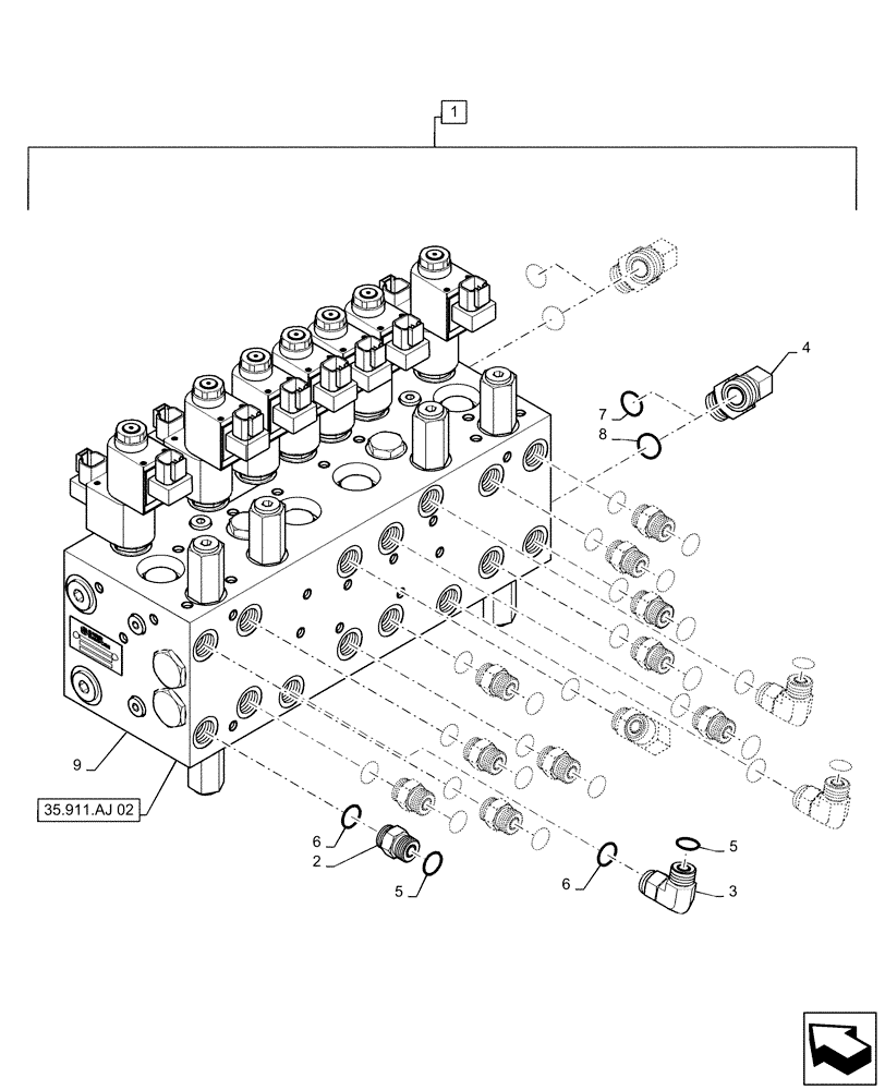 Схема запчастей Case IH PATRIOT 3240 - (35.911.AJ[01]) - 6 BANK CONTROL VALVE ASSY (35) - HYDRAULIC SYSTEMS