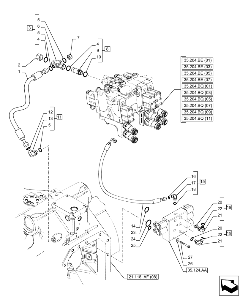 Схема запчастей Case IH PUMA 200 - (35.124.AB[01]) - VAR - 758072, 758077, 758082 - SOLENOID VALVE, LINE (35) - HYDRAULIC SYSTEMS