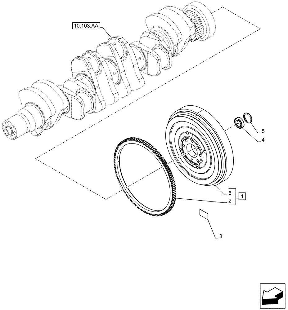 Схема запчастей Case IH F4HFA613K E003 - (10.103.AH) - ENGINE FLYWHEEL (10) - ENGINE