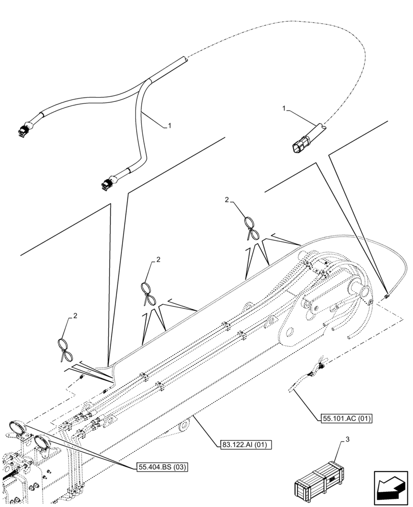 Схема запчастей Case IH FARMLIFT 935 - (55.511.AA) - VAR - 749086 - WORK LIGHT, BOOM, WIRE HARNESS (9M) (55) - ELECTRICAL SYSTEMS