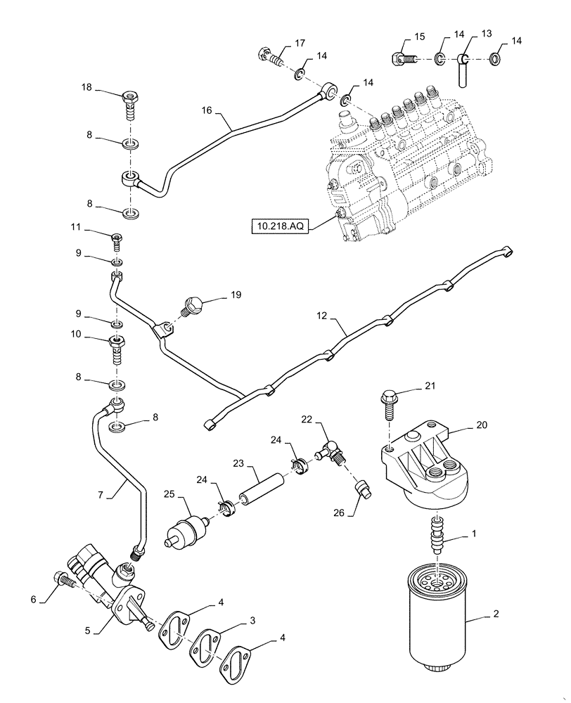 Схема запчастей Case IH RP135 - (10.218.AD[01]) - FUEL FILTER AND LIFT PUMP, RP135 (10) - ENGINE