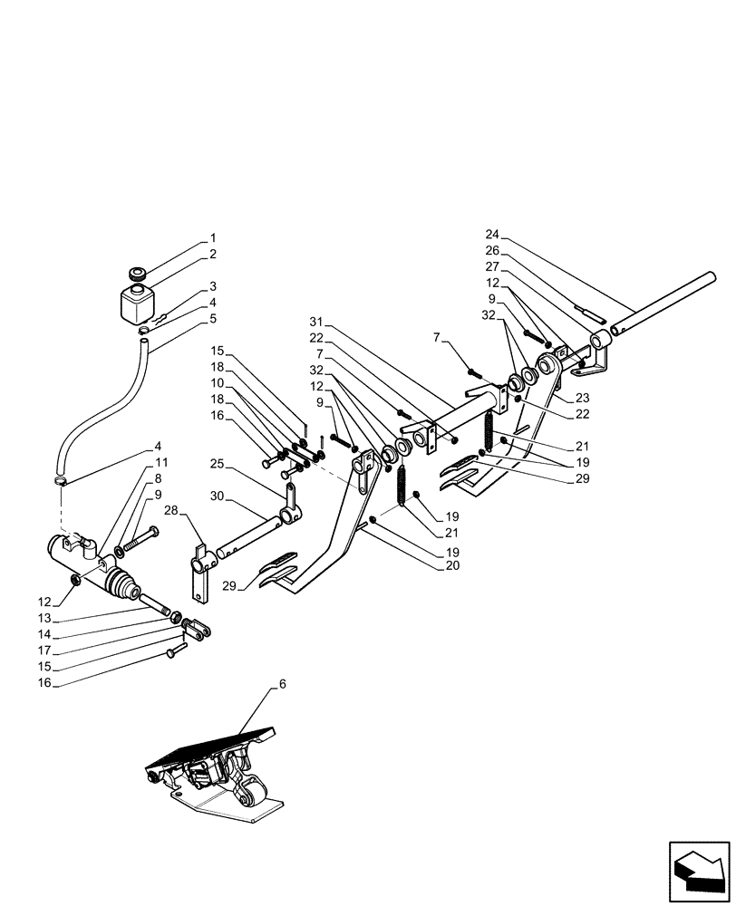 Схема запчастей Case IH FARMLIFT 525 - (33.202.BN) - BRAKE, PEDAL (33) - BRAKES & CONTROLS