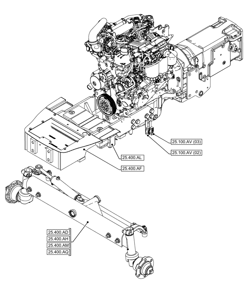 Схема запчастей Case IH FARMALL 95C - (00.000.25[01]) - PICTORIAL INDEX - FRONT MECHANICAL DRIVE (00) - GENERAL & PICTORIAL INDEX