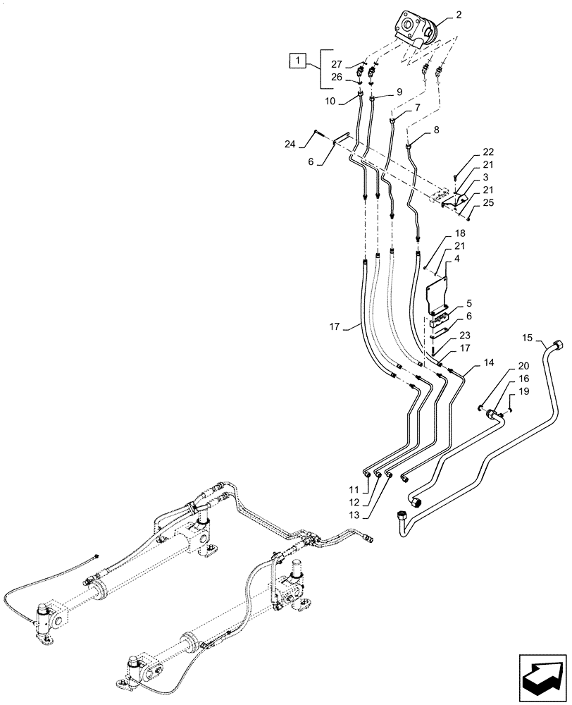 Схема запчастей Case IH STEIGER 620 - (41.200.AO) - STEERING LINES (41) - STEERING