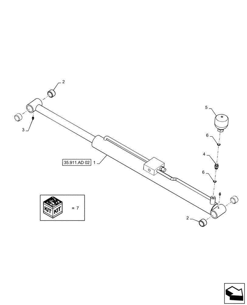 Схема запчастей Case IH PATRIOT 3240 - (35.911.AD[01]) - PARALLEL LINK CYLINDER ASSY (35) - HYDRAULIC SYSTEMS