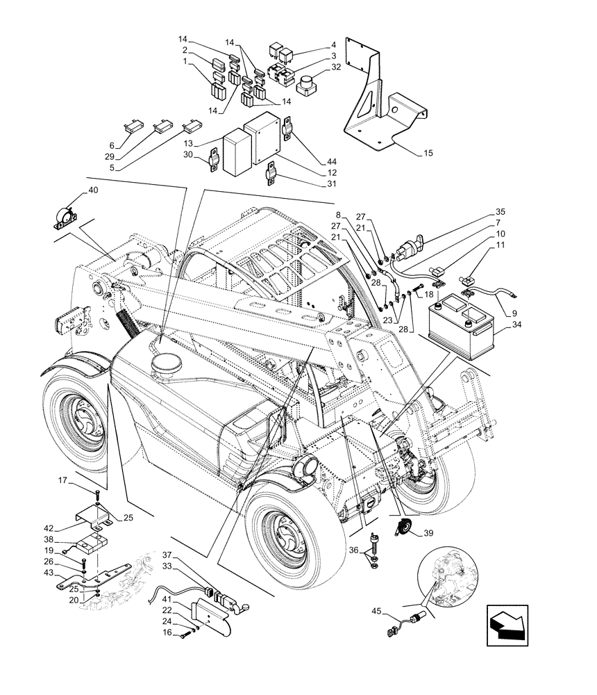 Схема запчастей Case IH FARMLIFT 525 - (55.302.AG) - BATTERY (55) - ELECTRICAL SYSTEMS