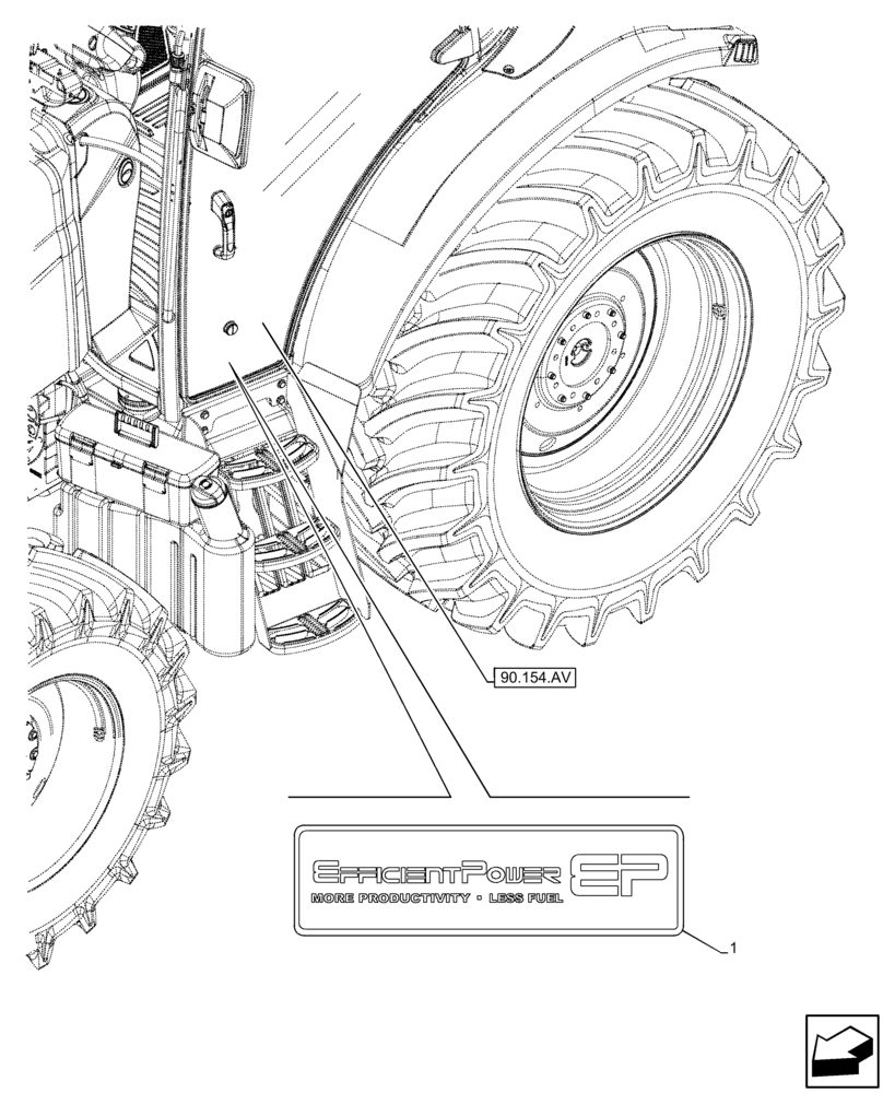 Схема запчастей Case IH FARMALL 85C - (90.108.AD[02]) - VAR - 334255, 334256, 334257 - DECAL, EMBLEM, CAB (90) - PLATFORM, CAB, BODYWORK AND DECALS