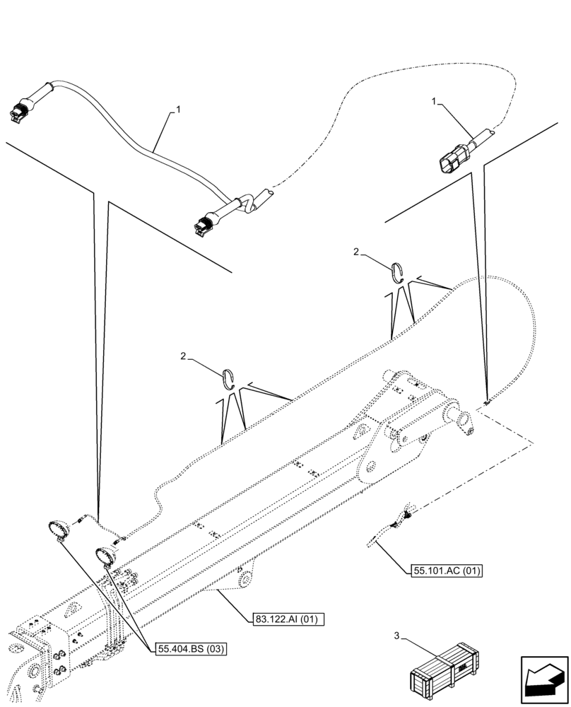 Схема запчастей Case IH FARMLIFT 632 - (55.511.AA) - VAR - 749086 - WORK LIGHT, BOOM, WIRE HARNESS (6 - 7M) (55) - ELECTRICAL SYSTEMS