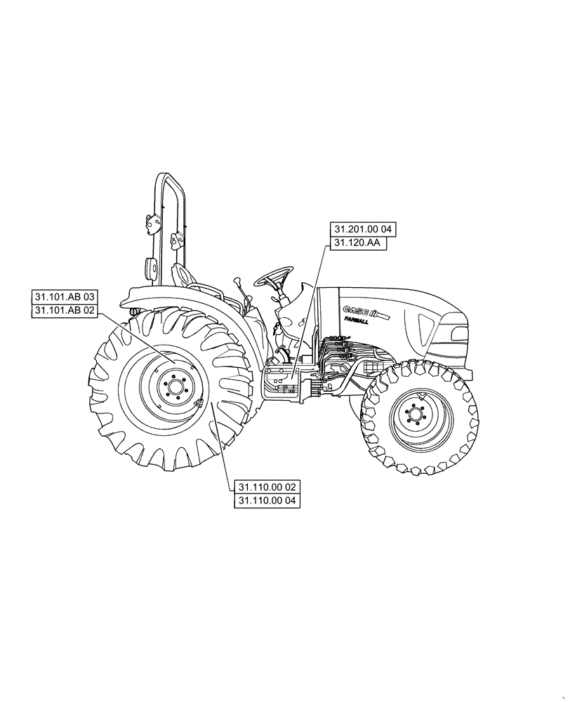 Схема запчастей Case IH FARMALL 50C - (00.000.31[02]) - PICTORIAL INDEX - IMPLEMENT POWER TAKE-OFF, FARMALL 40C, 50C (00) - GENERAL & PICTORIAL INDEX