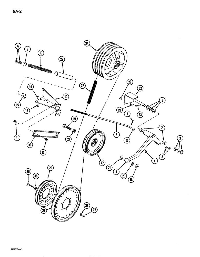 Схема запчастей Case IH 1680 - (9A-02) - FAN JACKSHAFT BELT DRIVE (13) - FEEDER