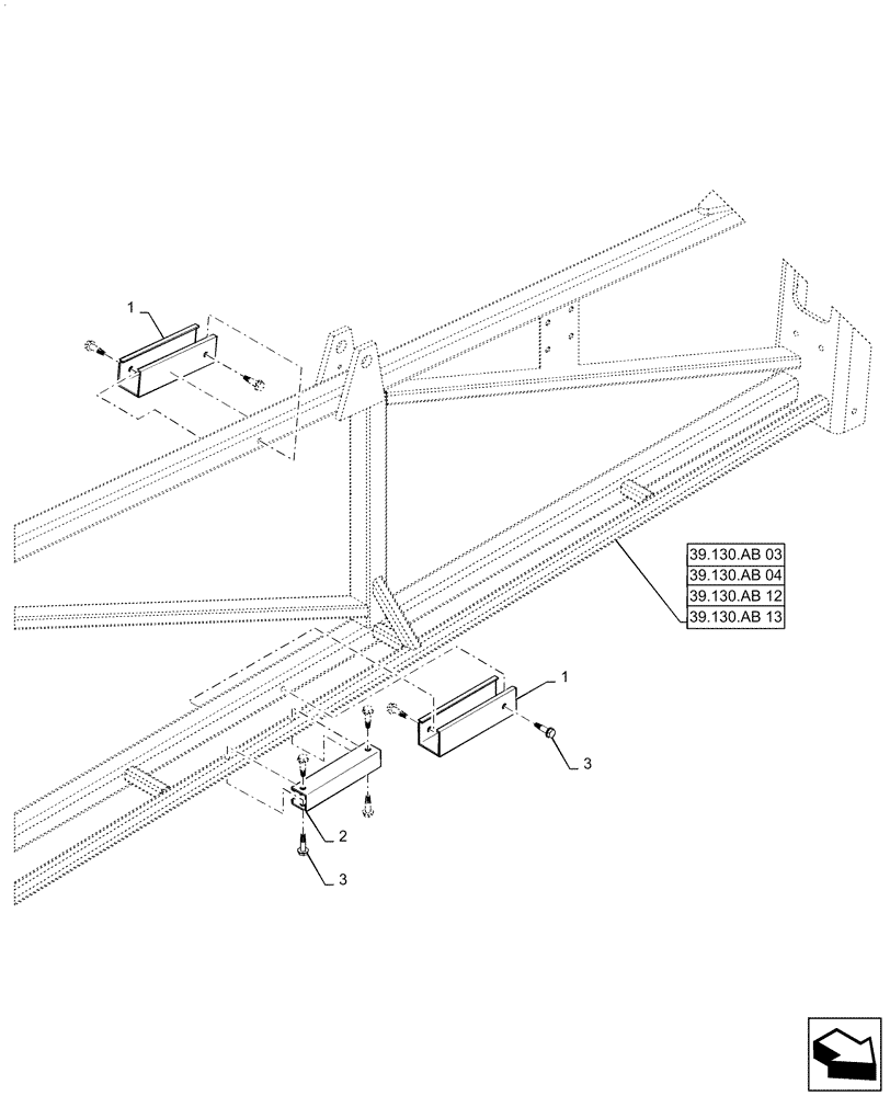 Схема запчастей Case IH PATRIOT 4440 - (39.130.AB[04]) - INNER BOOM PROTECTOR (39) - FRAMES AND BALLASTING