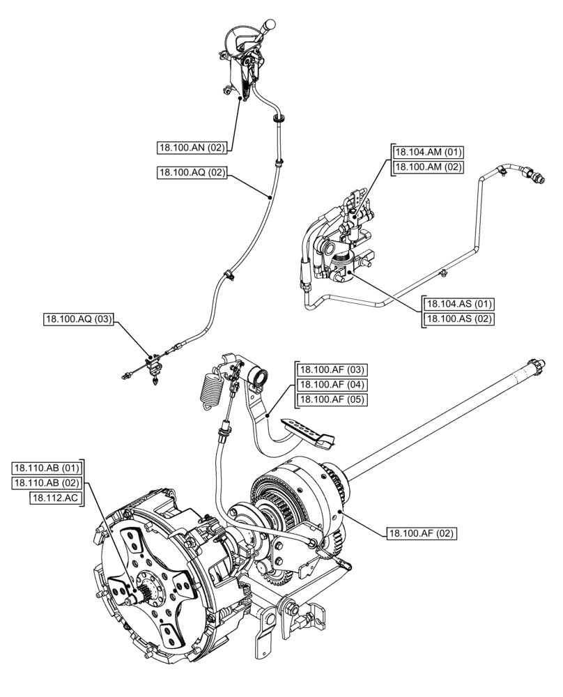 Схема запчастей Case IH FARMALL 95C - (00.000.18) - PICTORIAL INDEX - CLUTCH (00) - GENERAL & PICTORIAL INDEX