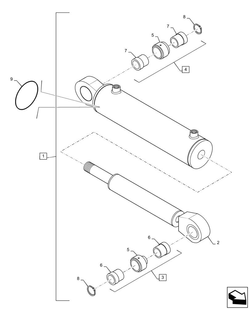 Схема запчастей Case IH PATRIOT 4440 - (35.911.AB[02]) - BOOM PIVOT, INNER BOOM, FOLD CYLINDER, FRONT, 90/100 (35) - HYDRAULIC SYSTEMS