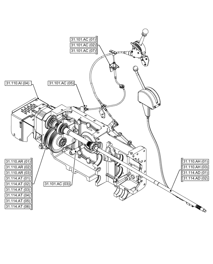 Схема запчастей Case IH FARMALL 95C - (00.000.31[02]) - PICTORIAL INDEX - IMPLEMENT POWER TAKE-OFF (00) - GENERAL & PICTORIAL INDEX