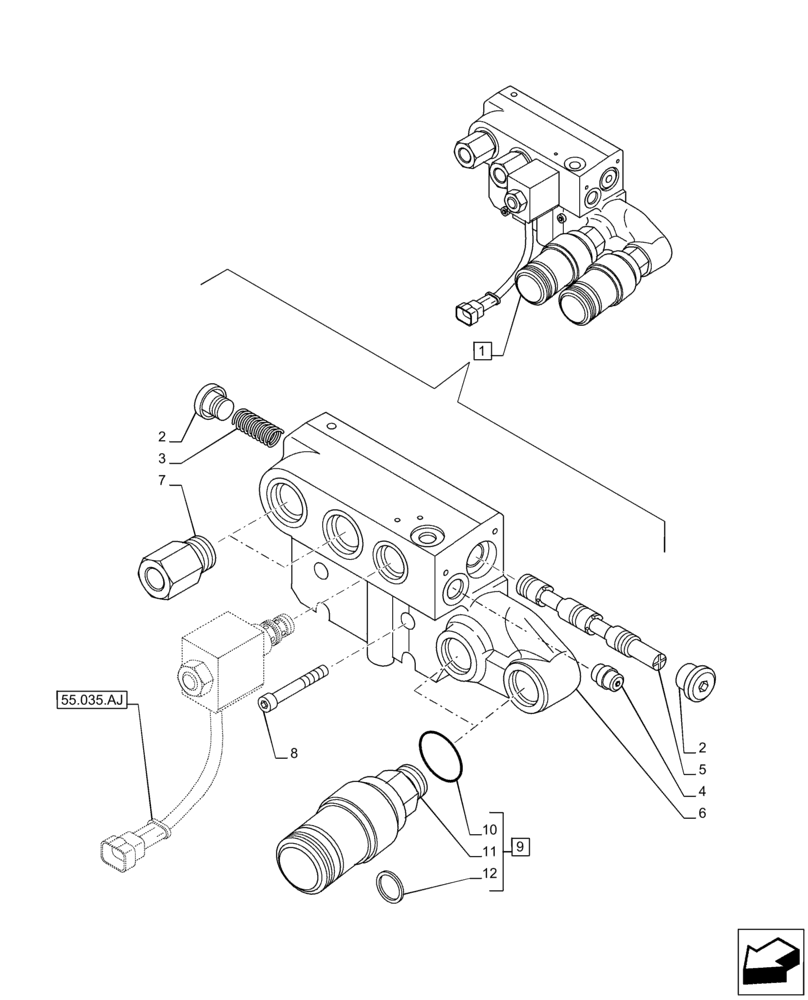 Схема запчастей Case IH PUMA 165 CVT - (35.204.BE[27]) - VAR - 758058, 758060 - CONTROL VALVE, COMPONENTS (35) - HYDRAULIC SYSTEMS