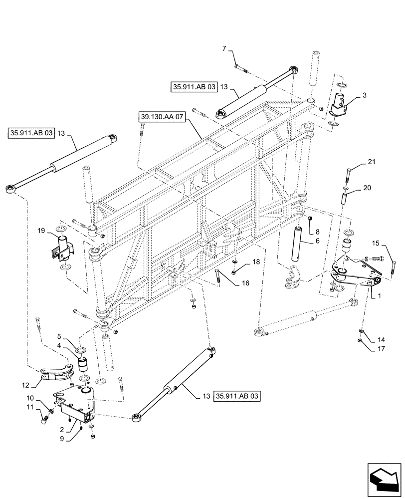 Схема запчастей Case IH PATRIOT 3340 - (39.130.AA[08]) - PIVOT ASSY, CENTER SECTION, 120 BOOM (39) - FRAMES AND BALLASTING