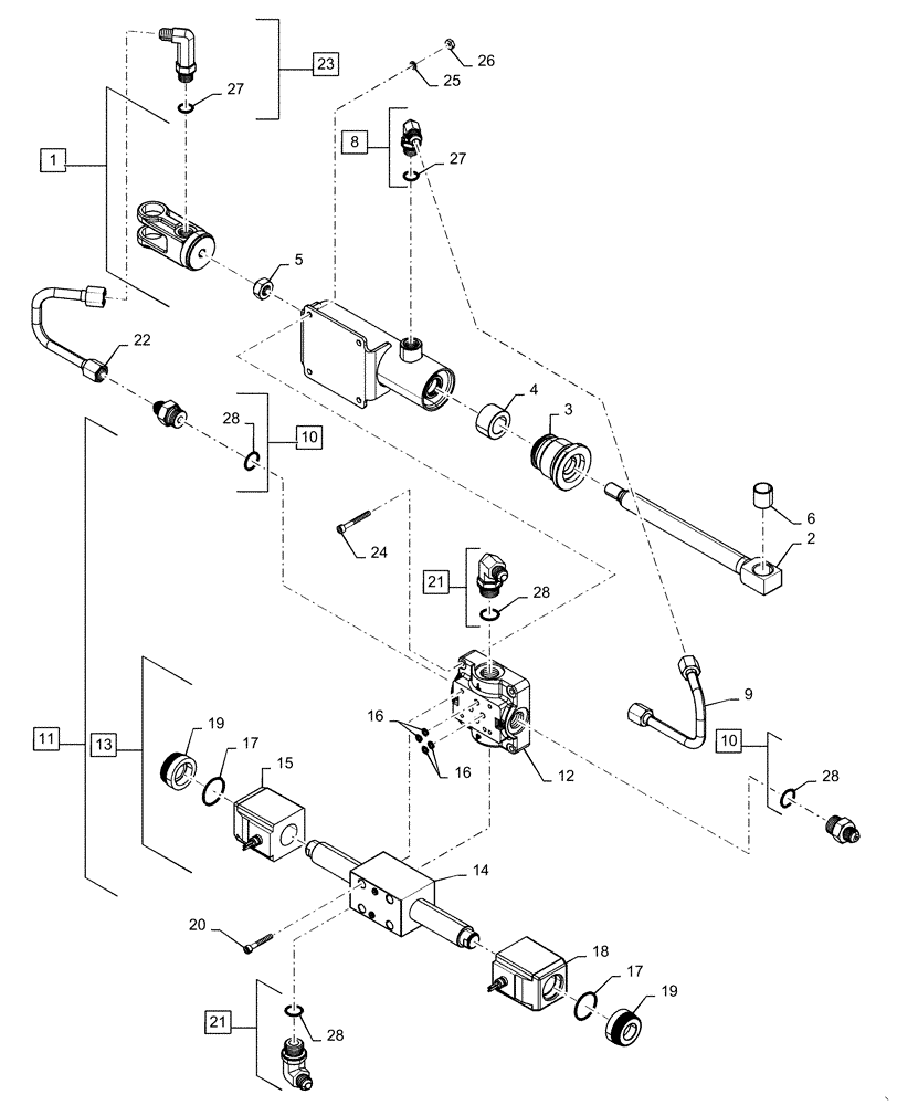 Схема запчастей Case IH WD1504 - (29.100.AD) - CYLINDER, FNR, CONTROL VALVE ASSY, DRIVE (29) - HYDROSTATIC DRIVE