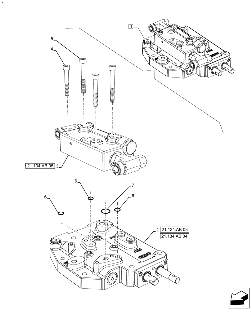 Схема запчастей Case IH FARMALL 110A - (21.134.AB[02]) - VAR - 330059, 330061 - , POWERSHUTTLE, VALVE (21) - TRANSMISSION