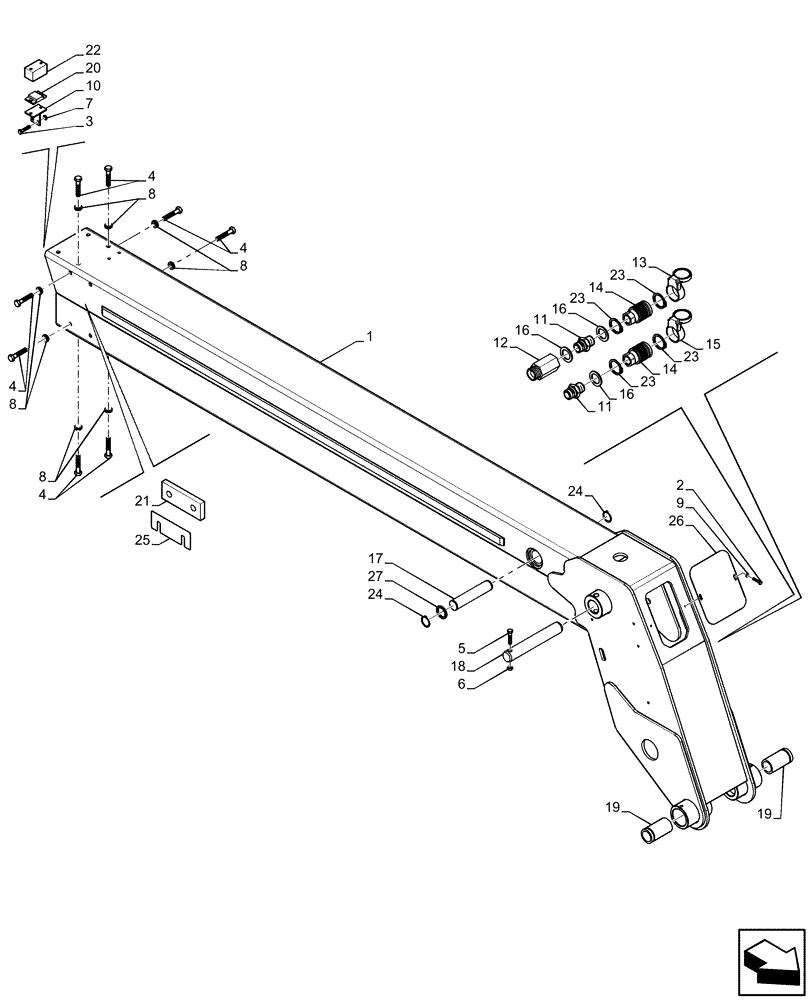 Схема запчастей Case IH FARMLIFT 525 - (83.122.AI[01]) - BOOM, ARM (83) - TELESCOPIC SINGLE ARM