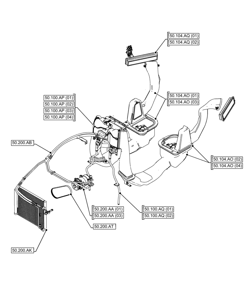 Схема запчастей Case IH FARMALL 115C - (00.000.50) - PICTORIAL INDEX - CAB CLIMATE CONTROL (00) - GENERAL & PICTORIAL INDEX