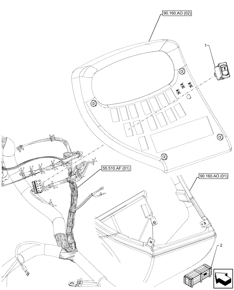 Схема запчастей Case IH FARMLIFT 632 - (55.405.CI[03]) - VAR - 749086 - WORK LIGHT, BOOM, SWITCH (55) - ELECTRICAL SYSTEMS