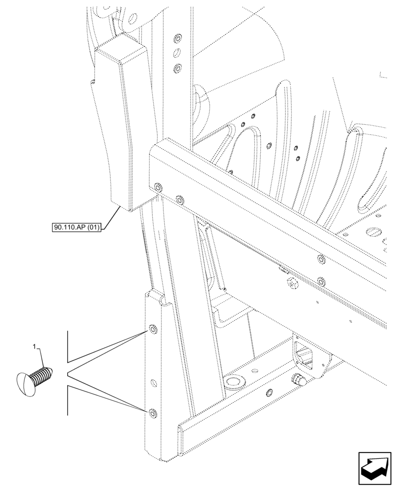 Схема запчастей Case IH FARMALL 85C - (88.100.AL) - VAR - 334255, 334256, 334257 - CHOCK, LIGHT, FASTENER, W/O CAB (88) - ACCESSORIES