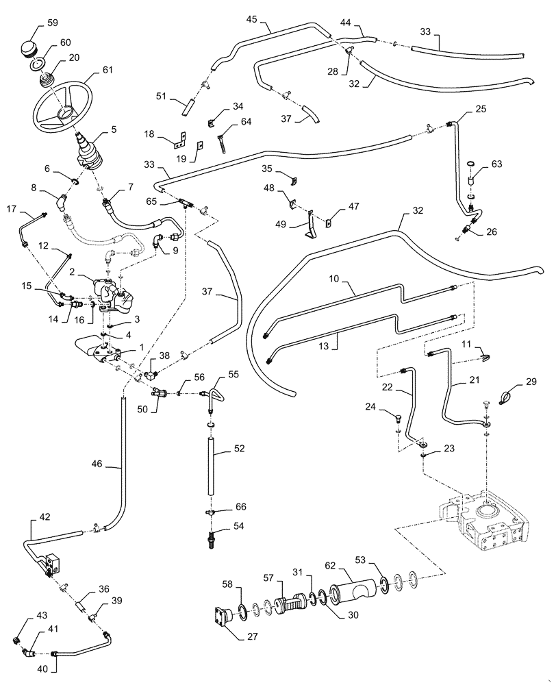 Схема запчастей Case IH 686 - (10-03) - HYDRAULICS, POWER STEERING, TUBES AND CONNECTIONS, 666 AND 686 GEAR DRIVE TRACTORS (07) - HYDRAULICS