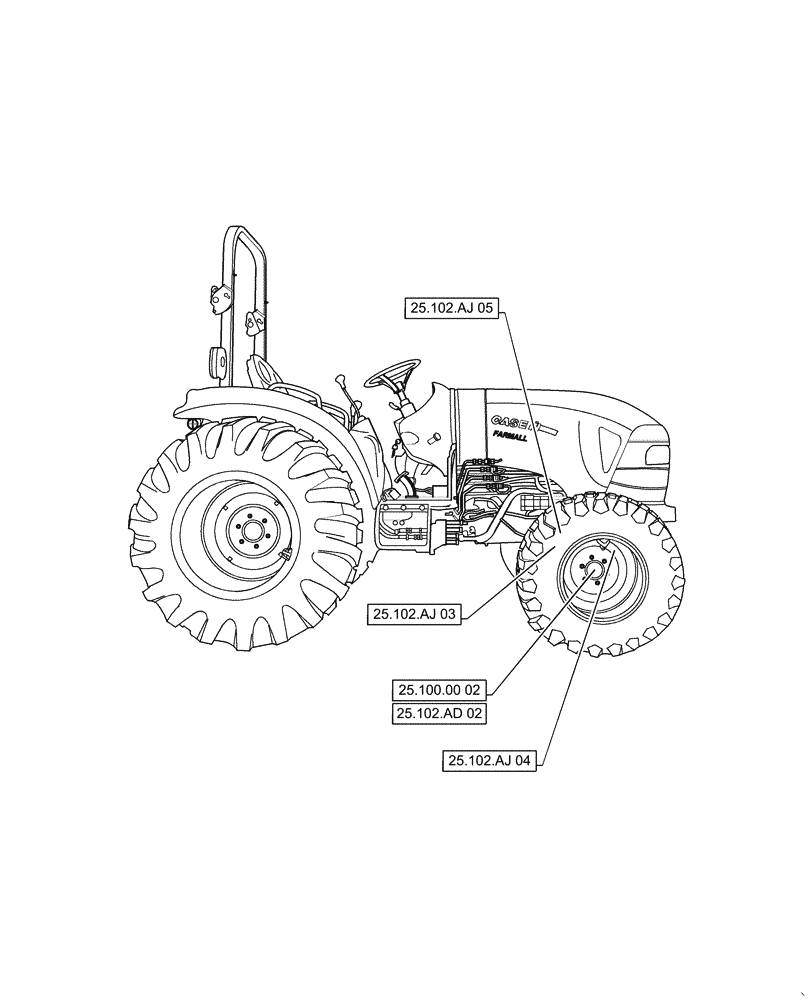 Схема запчастей Case IH FARMALL 40C - (25.000.00[02]) - SECTION INDEX - FRONT AXLE, FARMALL 40C, 50C (25) - FRONT AXLE SYSTEM