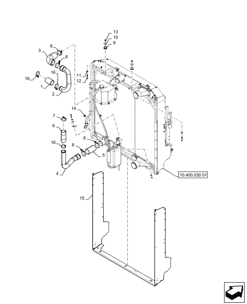 Схема запчастей Case IH QUADTRAC 470 - (10.400.031[01]) - RADIATOR & HOSE (BSN ZGF309206) (10) - ENGINE