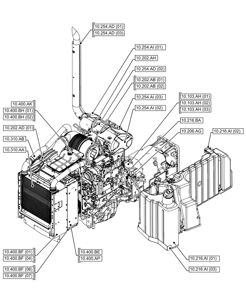 Схема запчастей Case IH FARMALL 115C - (00.000.10[01]) - PICTORIAL INDEX - ENGINE (00) - GENERAL & PICTORIAL INDEX