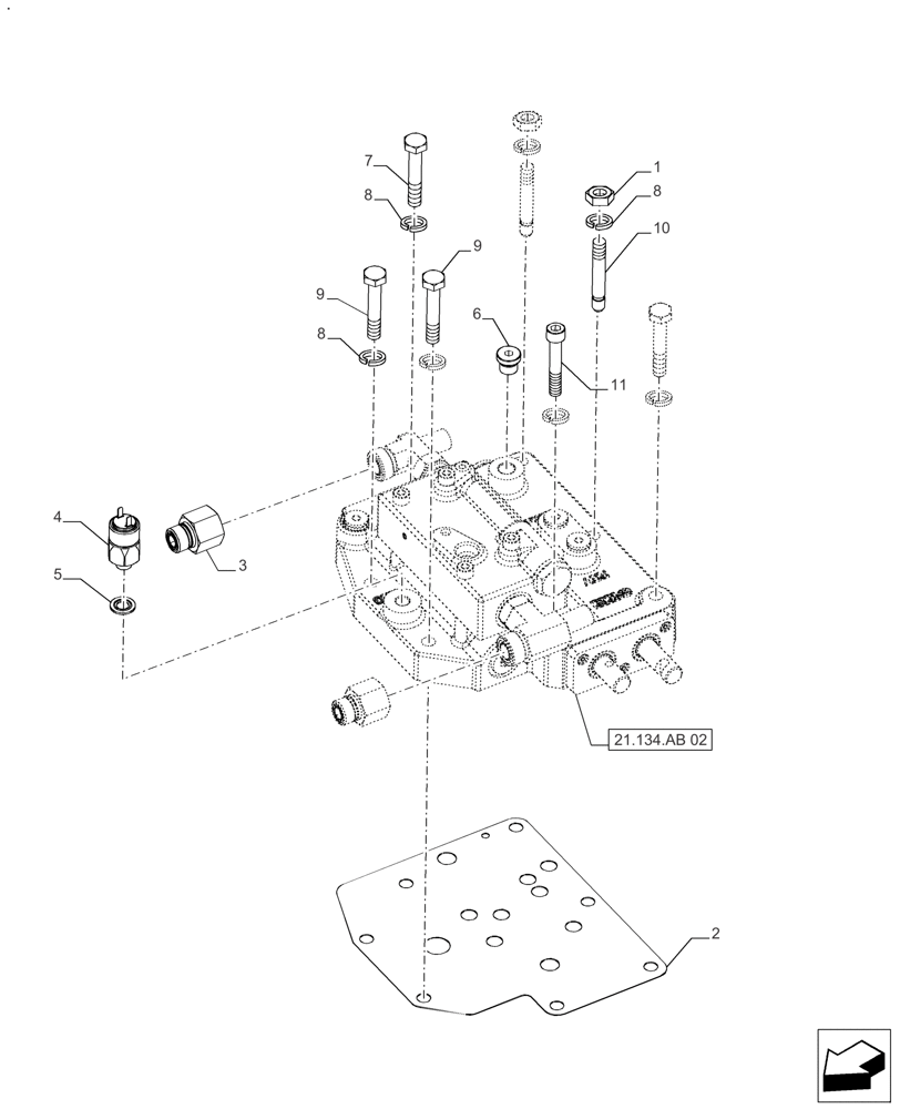 Схема запчастей Case IH FARMALL 110A - (21.134.AB[01]) - VAR - 330059, 330061 - POWERSHUTTLE, VALVE (21) - TRANSMISSION